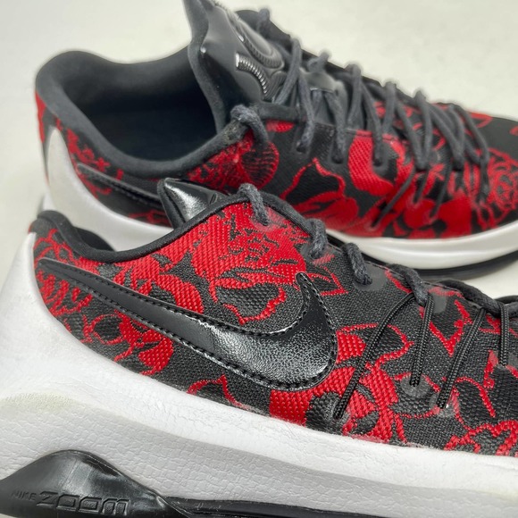 Nike KD8 EXT Red Floral Men's 8 1/2 Black Sneakers 1035:J.4.5 - Picture 8 of 10